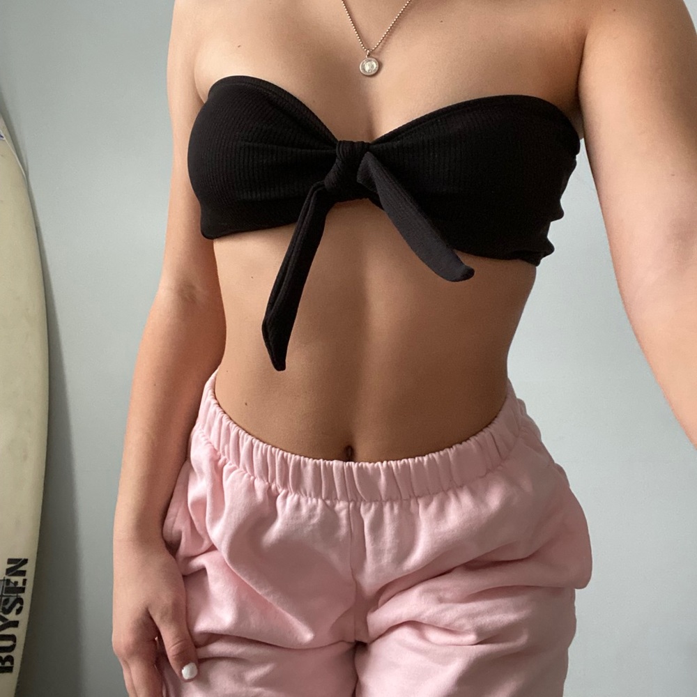 Black tie bandu bikini top